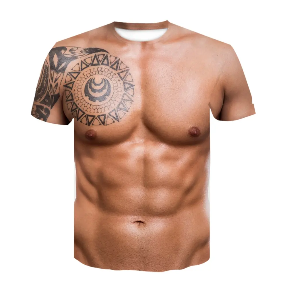 

3D Print T shirt for men Animal Naked Hairy Man Nude Skin Chest Muscle funny T-shirts Harajuku Fake Shirts stranger things Tees