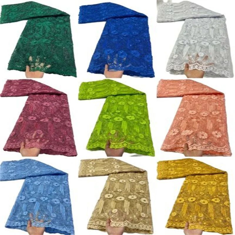 

Африканская Свадебная кружевная ткань, фототкань, 2022 розовая Высококачественная французская Тюлевая кружевная ткань с блестками, зеленая