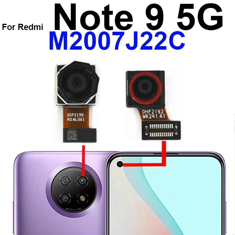 

Front Back Camera For Xiaomi Redmi Note 9 9Pro 5G M2007J22C Rear Front Small Selfie Facing Camera Flex Cable Model Parts