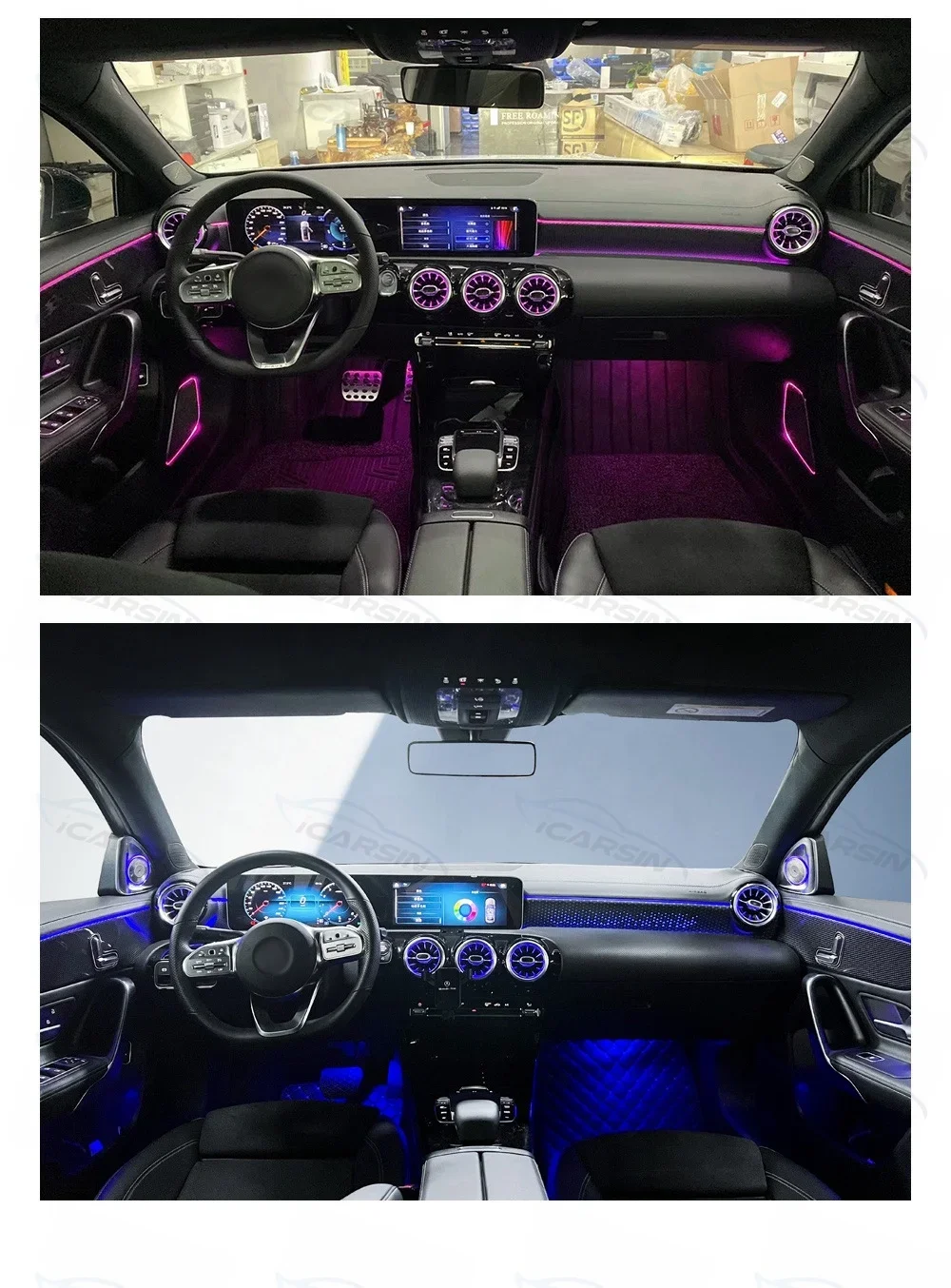 Обновление iCarsin 64 цвета светодиодное освещение салона автомобиля для Mercedes Benz A-Class