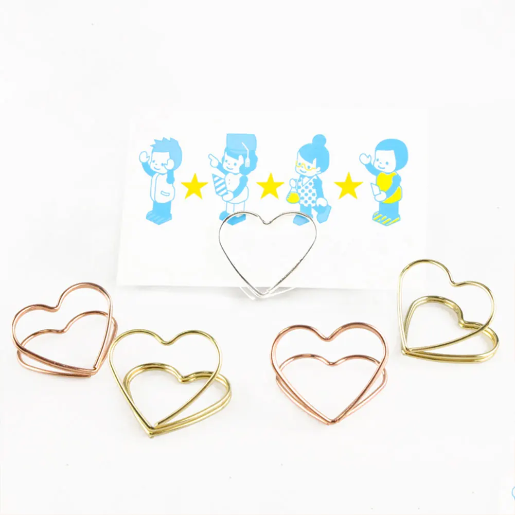 

10pcs Love Heart Card Holder Metal Table Number Photo Clip Desktop Decorations
