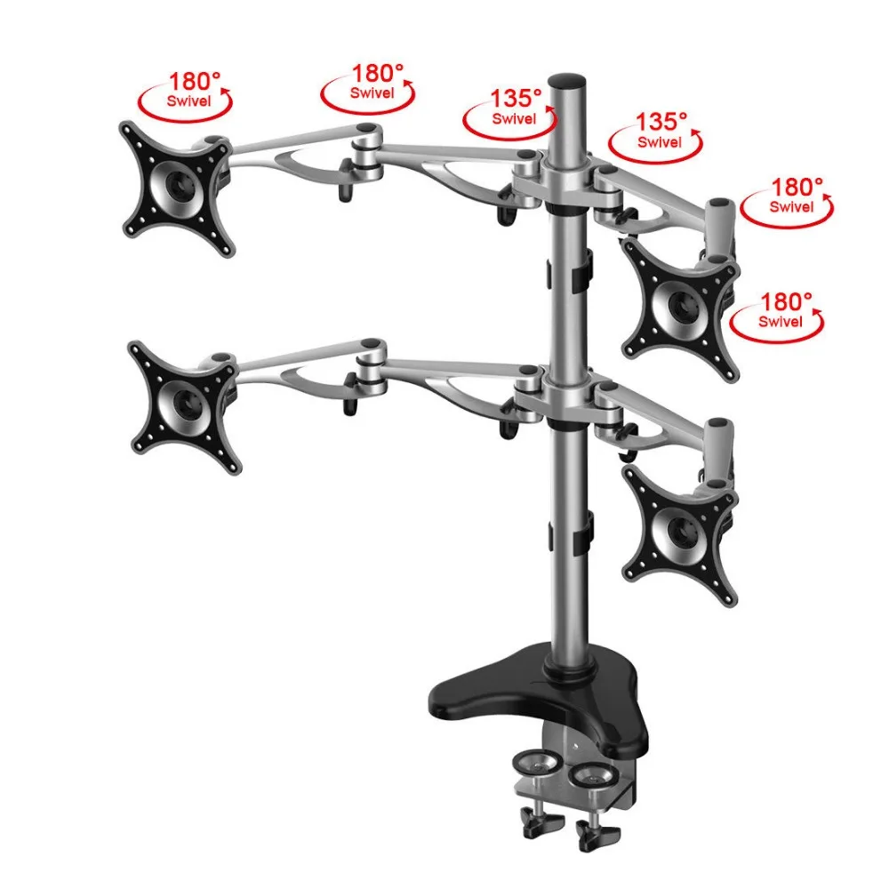 Настольная подставка для четырех компьютерных экранов держатель монитора