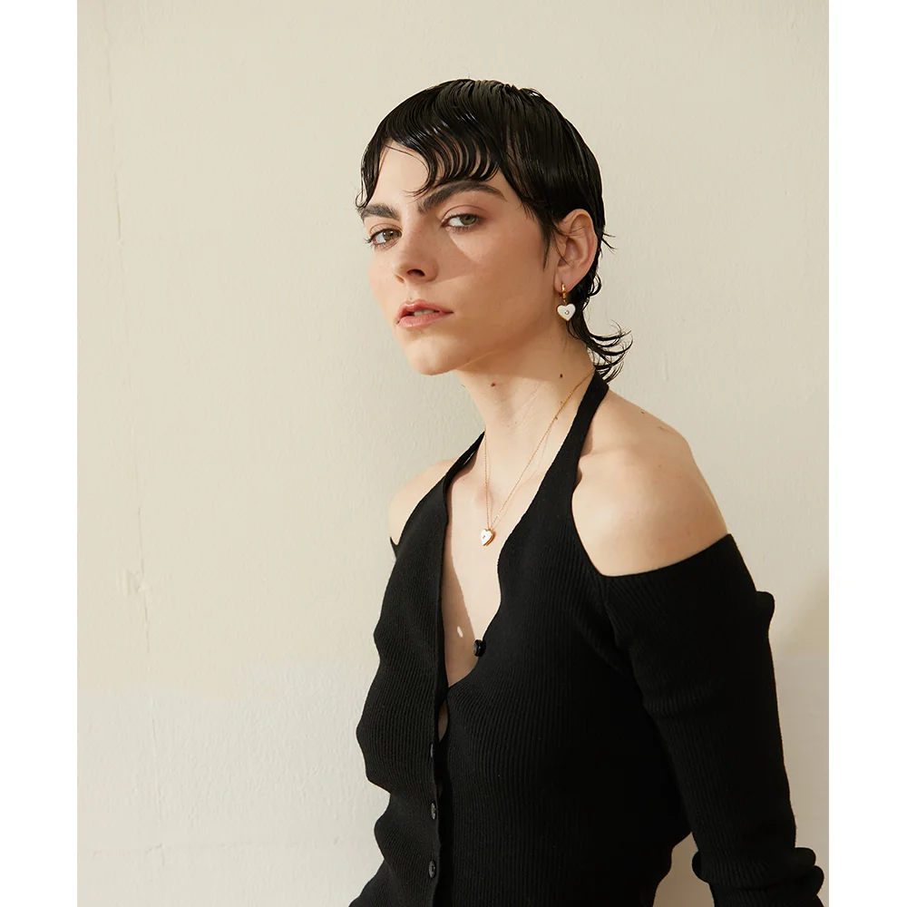 Женская подвеска-кольцо из нержавеющей стали с белой эмалью |