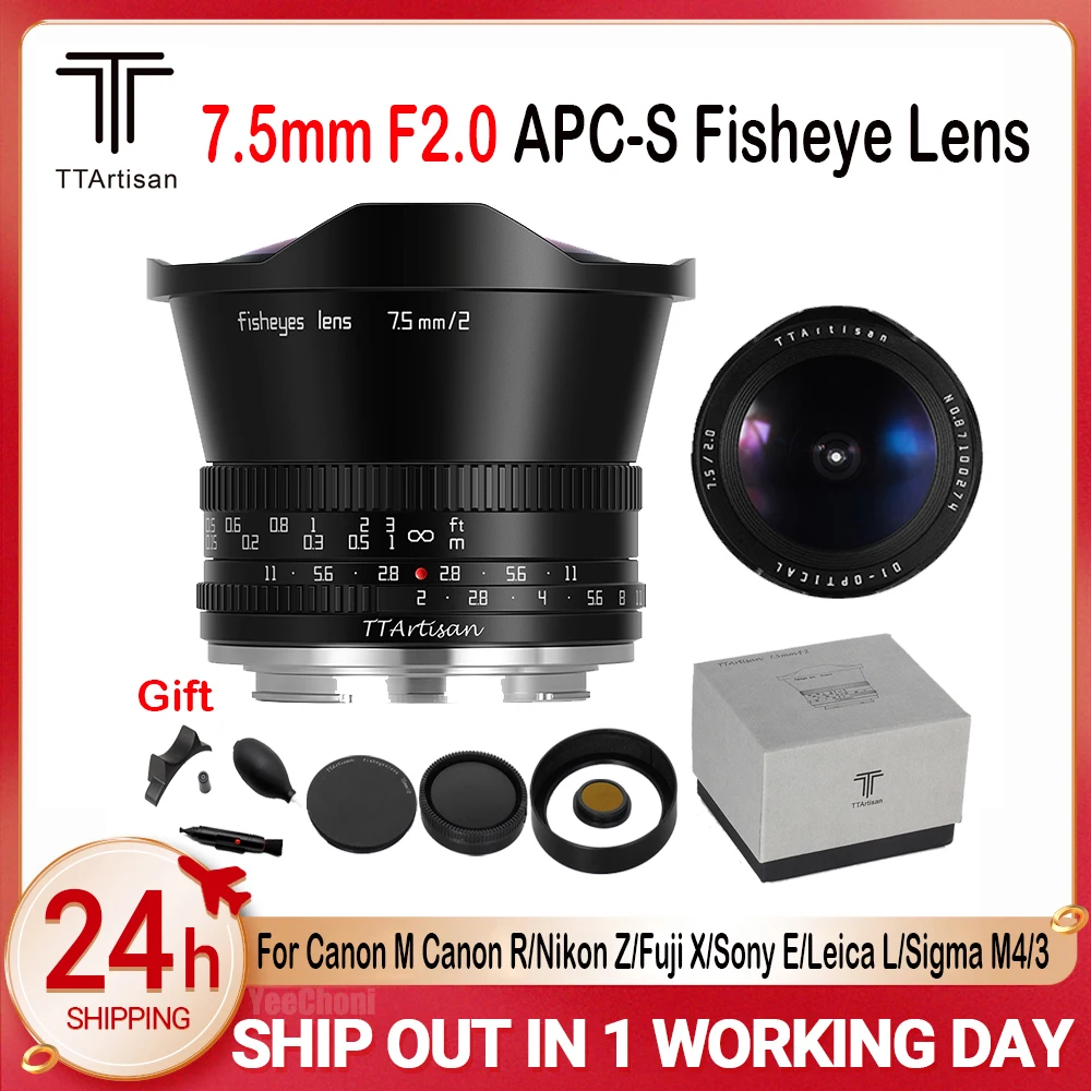 

TTArtisan 7.5mm F2 APS-C Cameras Lens Magnification Manual Focus for Canon M Nikon Z SONY E Nikon Z Leica L Fuji X M4/3 Mount