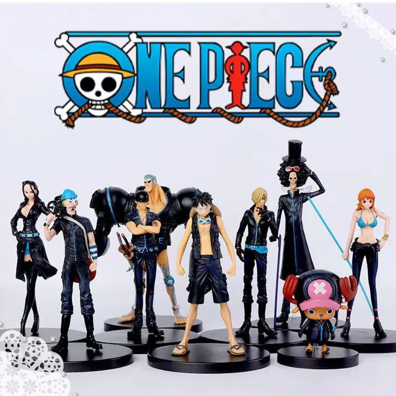 

9-17cm 9pcs Set Black Golden White Color Anime Figure One Piece Luffy Zoro Sanji Nami Brook Action Figure Collection Model Toys