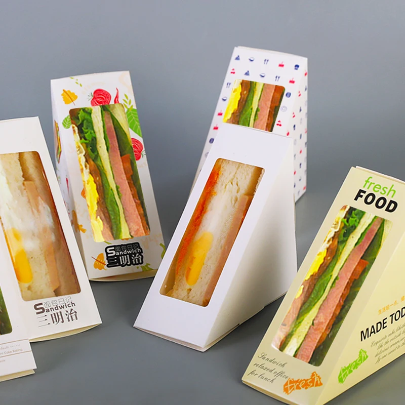 

100pcs Sandwich Box Triangle Bag Disposable Transparent Household Lunch