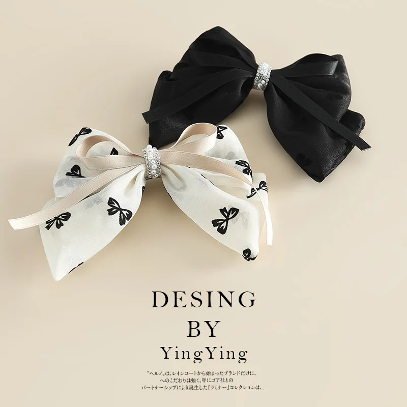 

Korean Bow Hairpin Pearl Spring Clip Go Out Wild Hairpin Hair Accessories