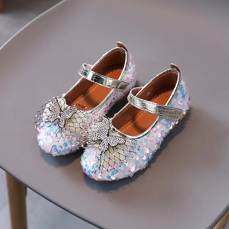 

Children Princess Shoes Sequined Bow Soft Sole Princess Shoes New Spring Autumn Kids Flat Single Shoes Student