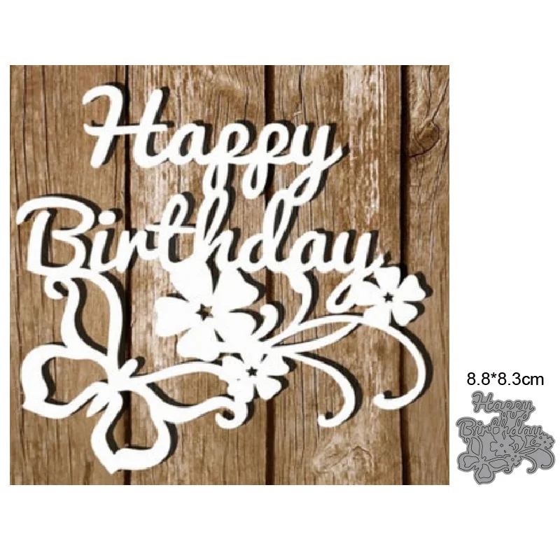 

Metal Cutting Dies Butterfly Flowers Happy Birthday Letters Diy Scrapbooking Photo Album Decorative Embossing Paper Card Crafts