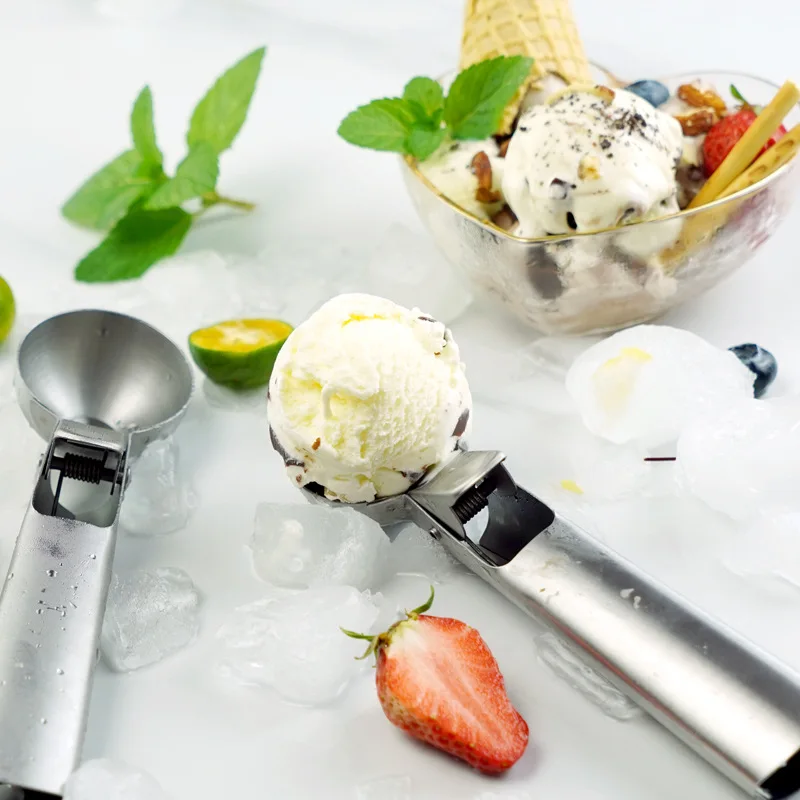 

1Pcs Cream Scoop Metal Non-Stick Ice Cream Scoop Stainless Steel Fruit Ball Dessert Ice Ball Watermelon Ball Scoop Kitchen Tools
