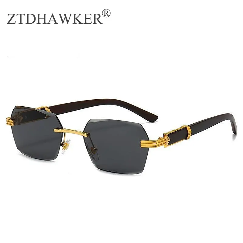 

Новинка 2023, квадратные очки без оправы, модные очки в европейском и американском стиле, солнцезащитные очки с градиентом, женские солнцезащитные очки