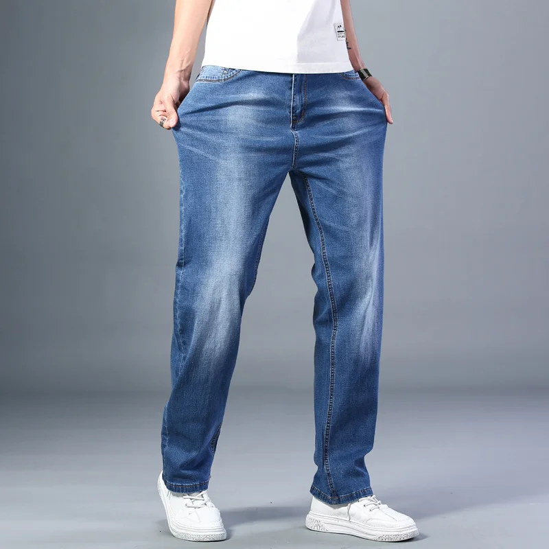 

Men's Thin Straight-leg Loose Jeans Summer New Classic Style Advanced Stretch Loose Pants 7 Colors Available Size 35 42