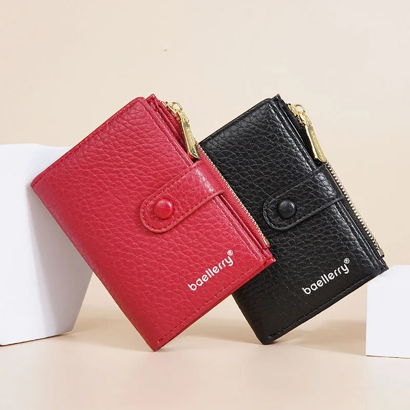 Женский кошелек короткий на молнии с застежкой Многофункциональный модный для