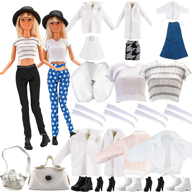 Новейшая одежда для Барби модное платье пальто куртка блузка джинсовые брюки