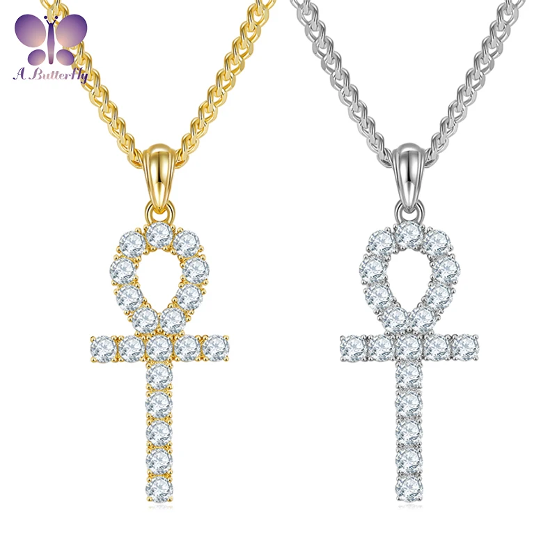 

AButterfly 925 Sterling Silver D Color 3MM 1.9 Carat Moissanite Cross Pendant Necklace Luxury Hip Hop Boutique Jewelry Wholesale