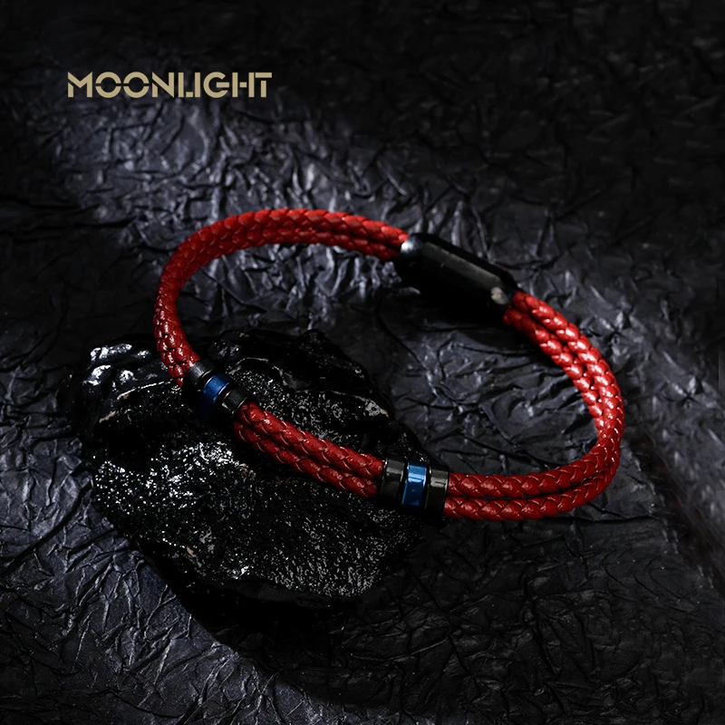 Фото Роскошные аксессуары MOONLIGHT двухслойный браслет мужской модный подарок черные браслеты из натуральной кожи подарок на Новый год сюрприз №4