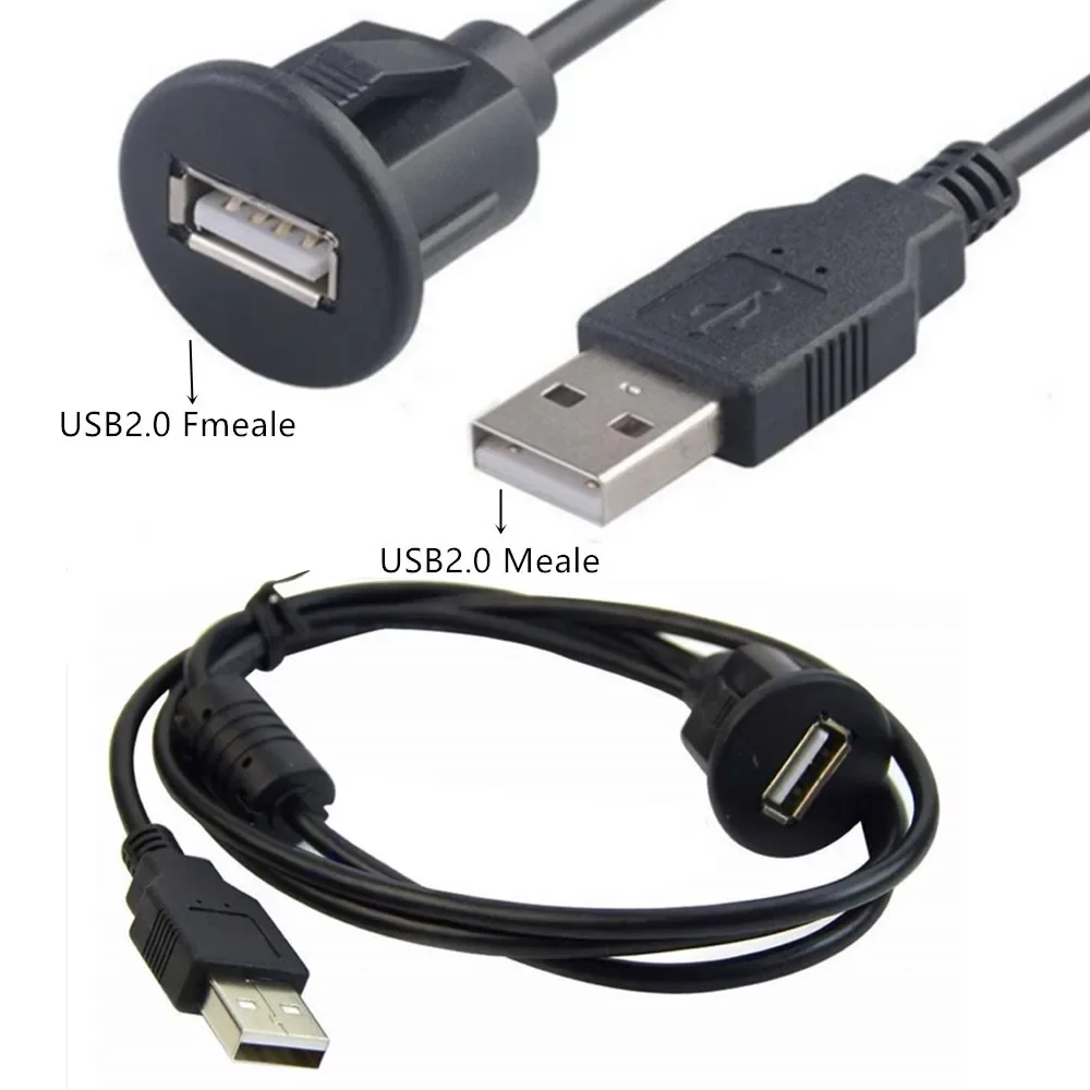 Розетка кабеля USB 2.0 для монтажа на панели (порт A) с пылезащитной крышкой