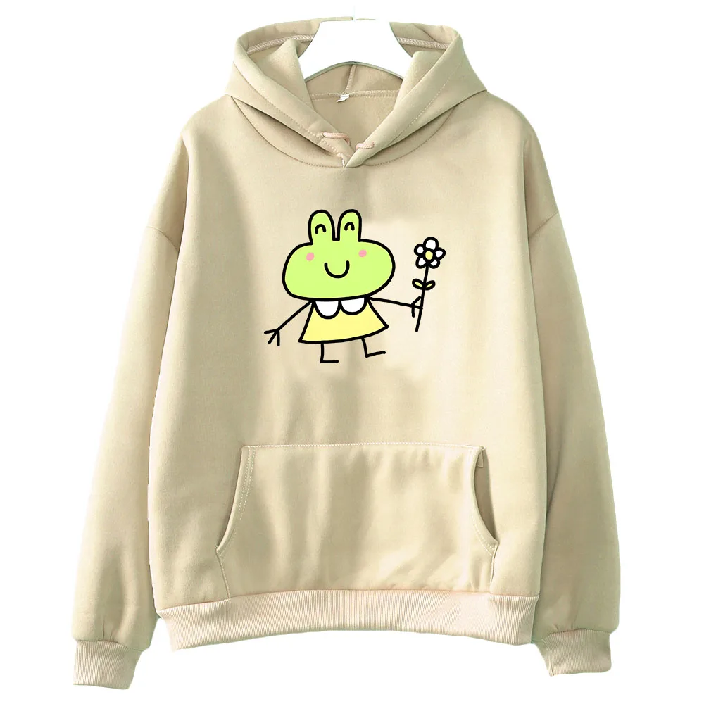 

Brief Strokes Frog Sweatshirt Women Kawaii/lovely Hoodie Cartoon Printed Pullovers Autunm Fashion Hoody Loose Fleece Clothes