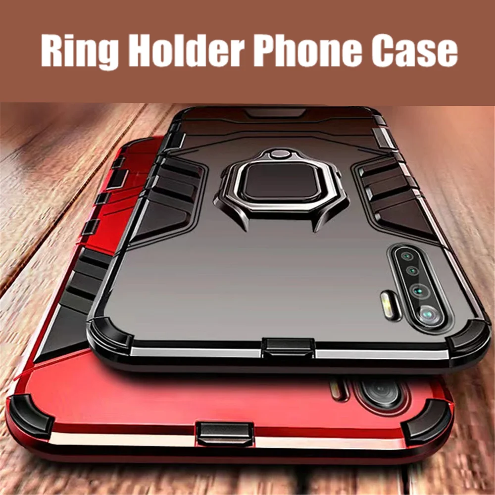 

OPPO A91 Shockproof Armor Case for OPPO A91 A31 F15 A5 A9 2020 Ring Stand Phone Cover for Realme X50 Pro Reno 2Z 2F Find X2 Neo