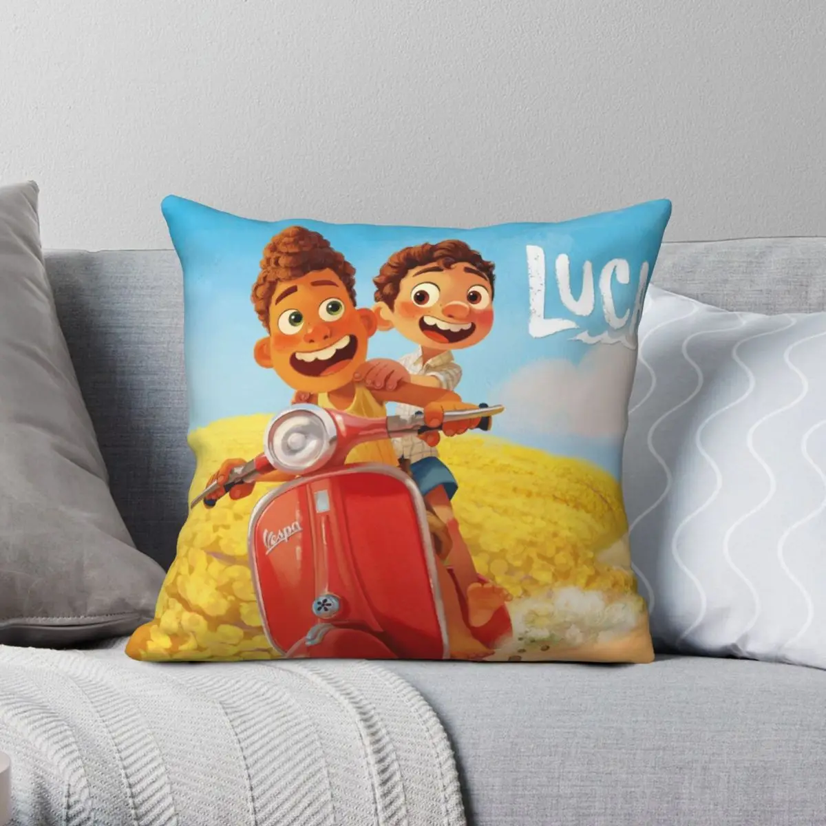 

Vespa Luca Square Pillowcase Polyester Linen Velvet Creative Zip Decor Bed Cushion Cover