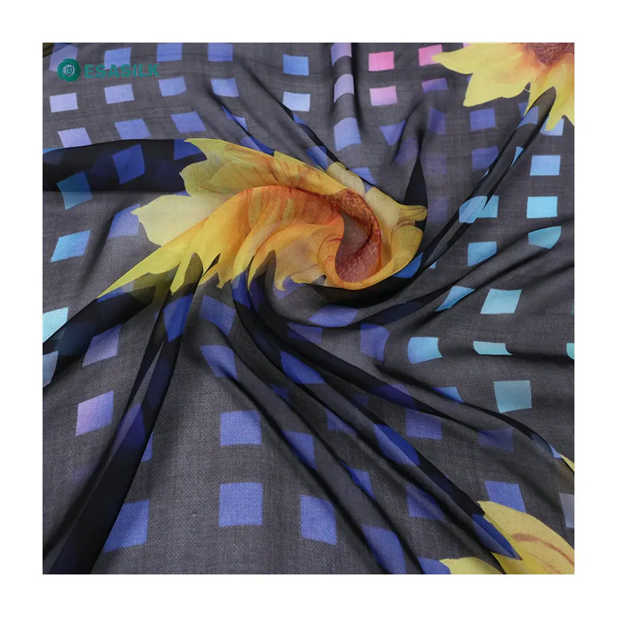 

1 Meter X 1.36 Meter 100% Mulberry Silk Chiffon Gauze Fabric Retro Floral