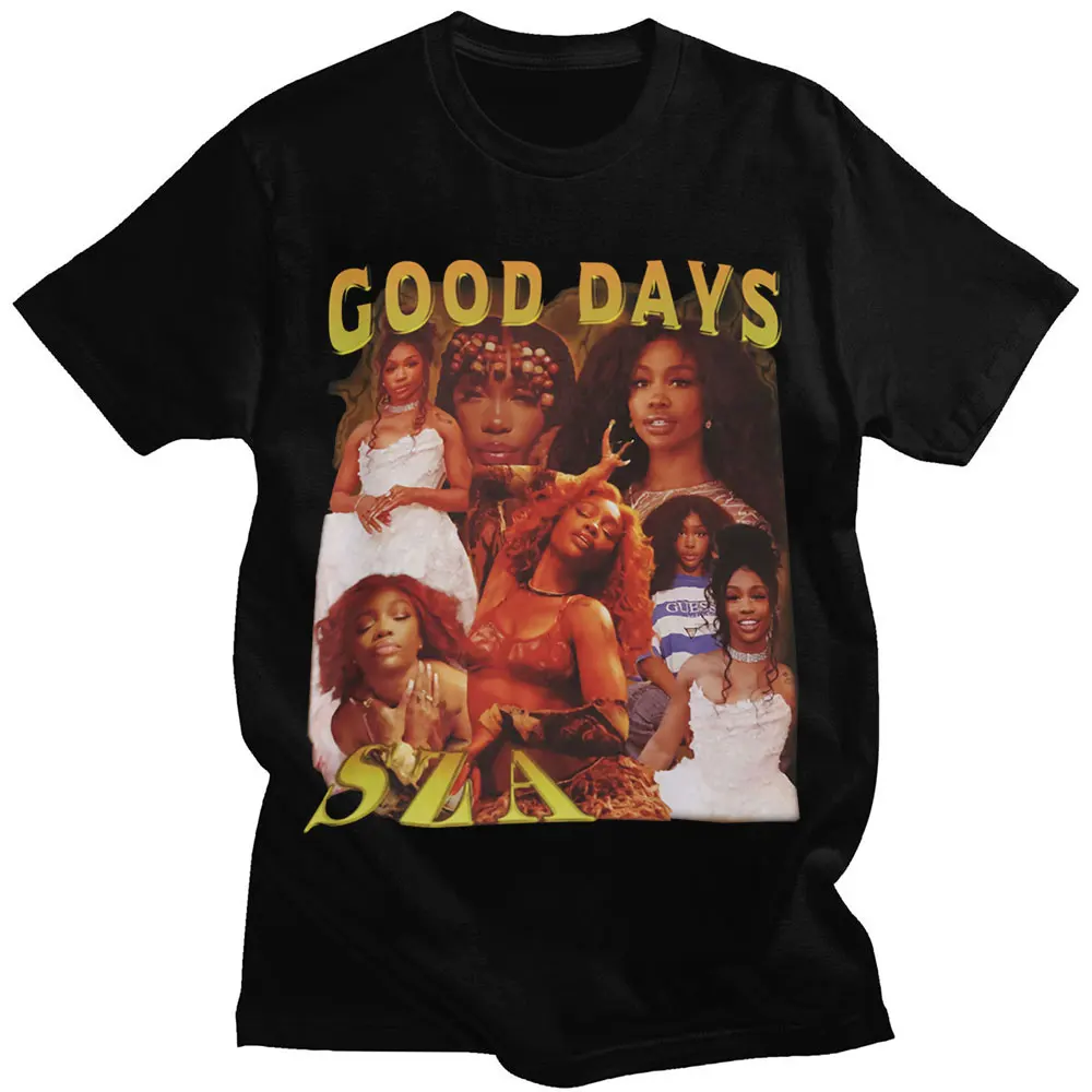 

Singer SZA Good Days Graphic T-shirts Hip Hop Vintage Gothic T Shirt Men Women Pure Cotton Tee Shirt Oversize Streetwear Tops