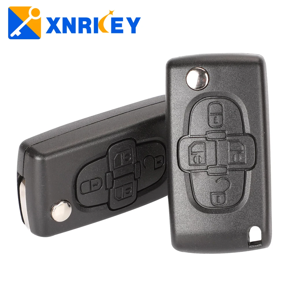 

XNRKEY 4 Buttons Car Flip Folding Remote Key Case Blank Shell For Citroen C8 For Peugeot 1007 VA2/HU83 Blade 523 Key Shell Cover