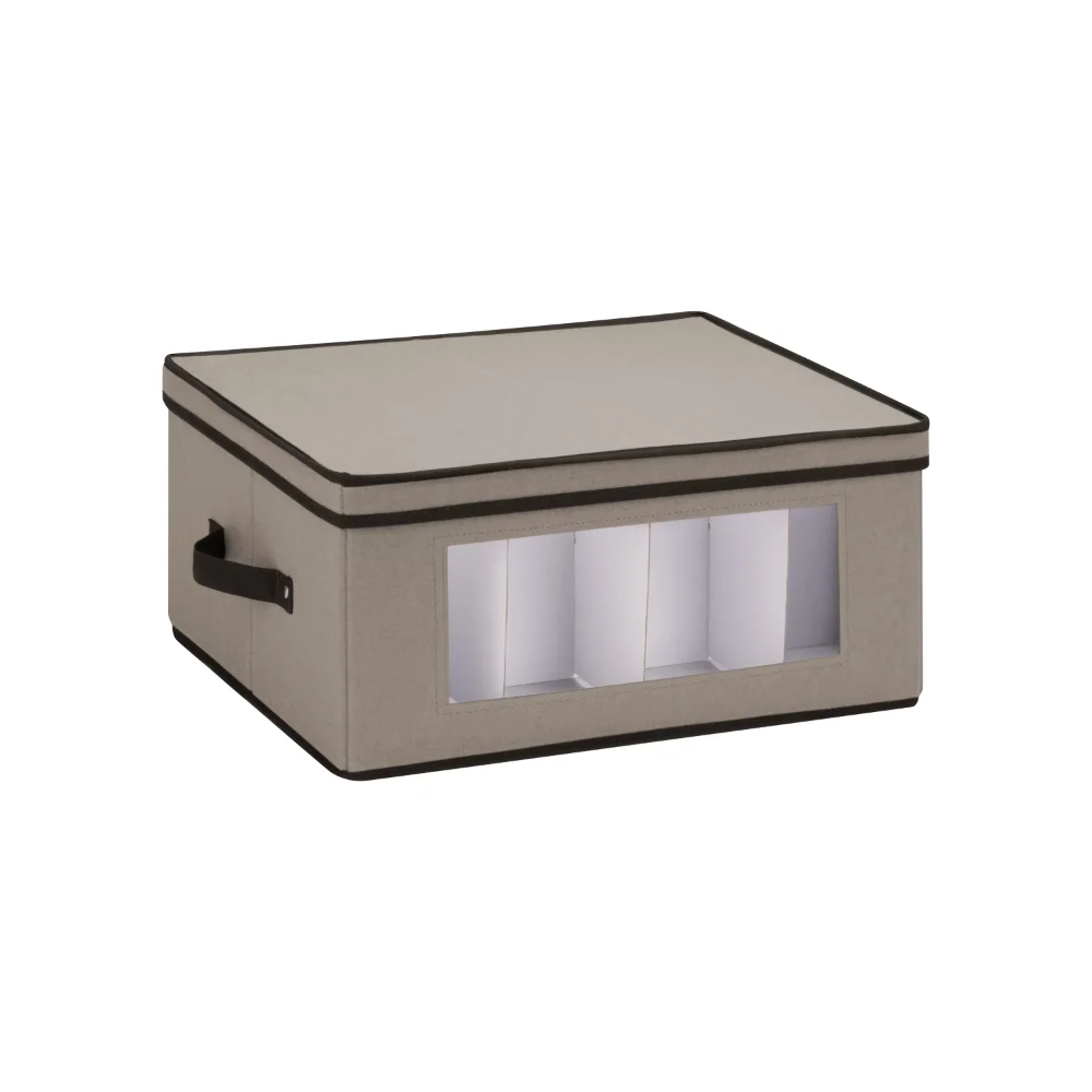 

storage box organizer Large 18"x14" Canvas Stemware and More Storage Box with Lid, Gray