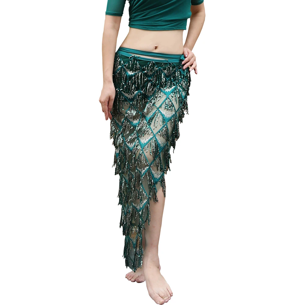 Красивый костюм Русалочки с блестками для танца живота на Хэллоуин хип-шарф юбка