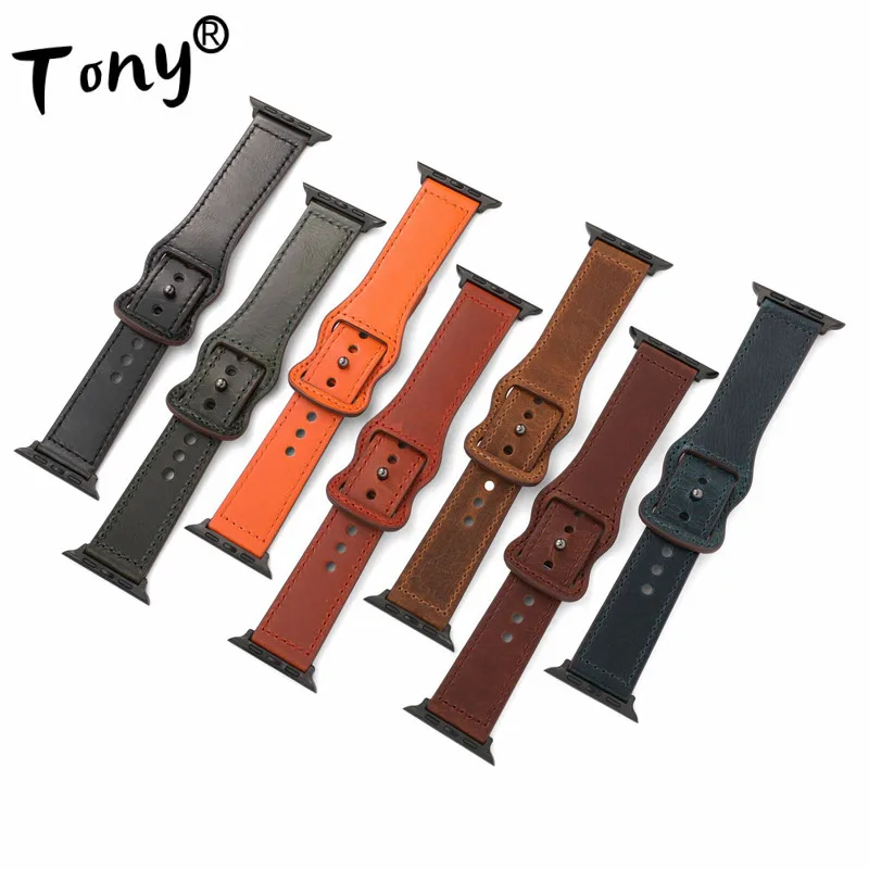 Wholesale 10PCS/Lot Genuine Leather Watch Band Watch Strap 38MM 40MM 42MM 44MM Butterfly-Shaped Single Stud For Apple I Watch
