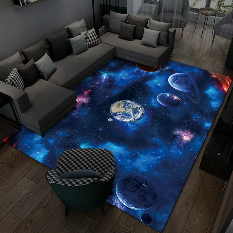 

3D Galaxy Space Stars Carpets for Living Room Bedroom Decoration Area Rugs Coffee Table Floor Mat Soft Velvet Home Large Carpet