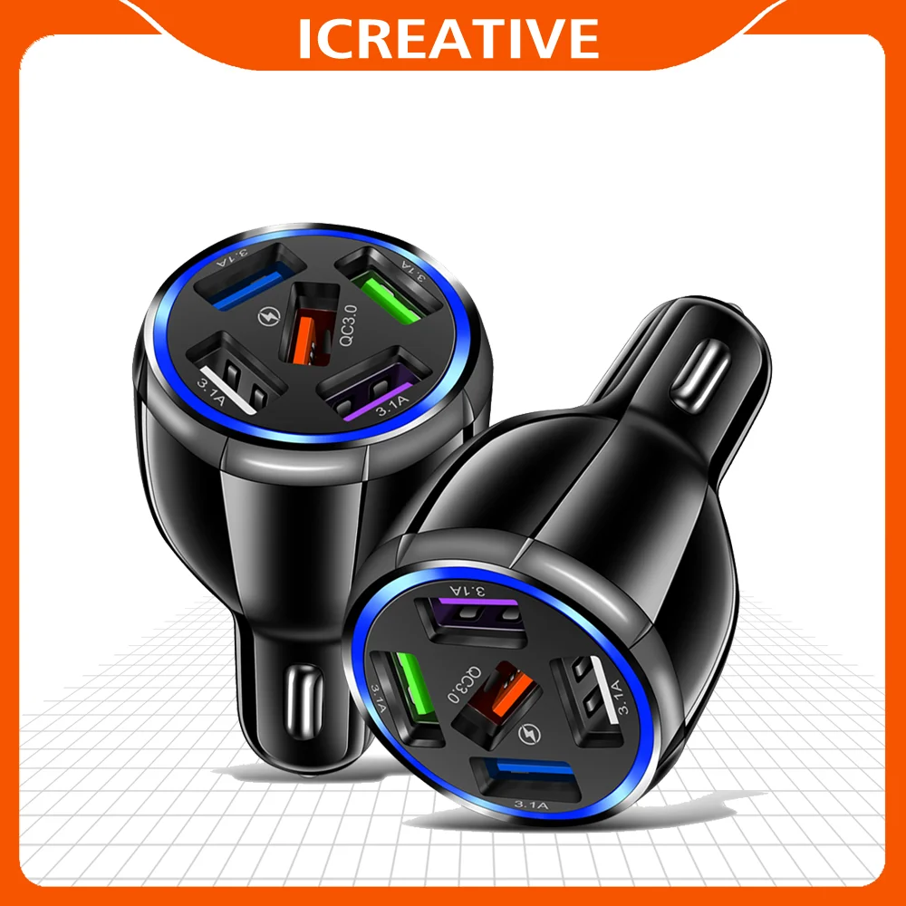 

5 Port Fast Charging Car USB Charger For Xiaomi redmi note 10 pro Quick Charge 3.0 15A Charger Mobile Phone Charge in Car