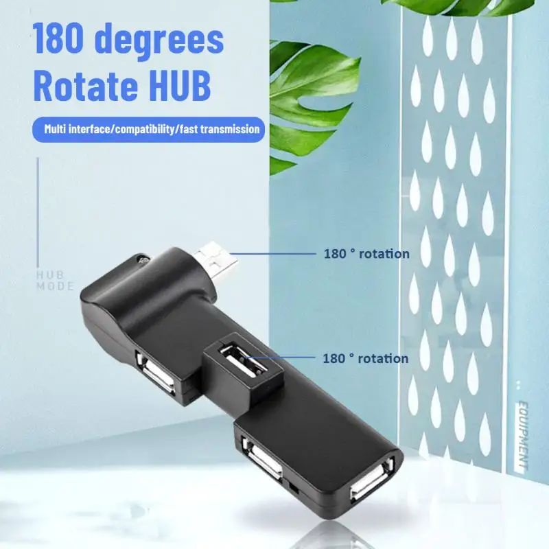 

4 -in-1 180 Degree Rotation Hub Usb Hub 4-port Hub Splitter Adapter Usb Extension Usb 2.0 Hub Laptop Accessories Mini