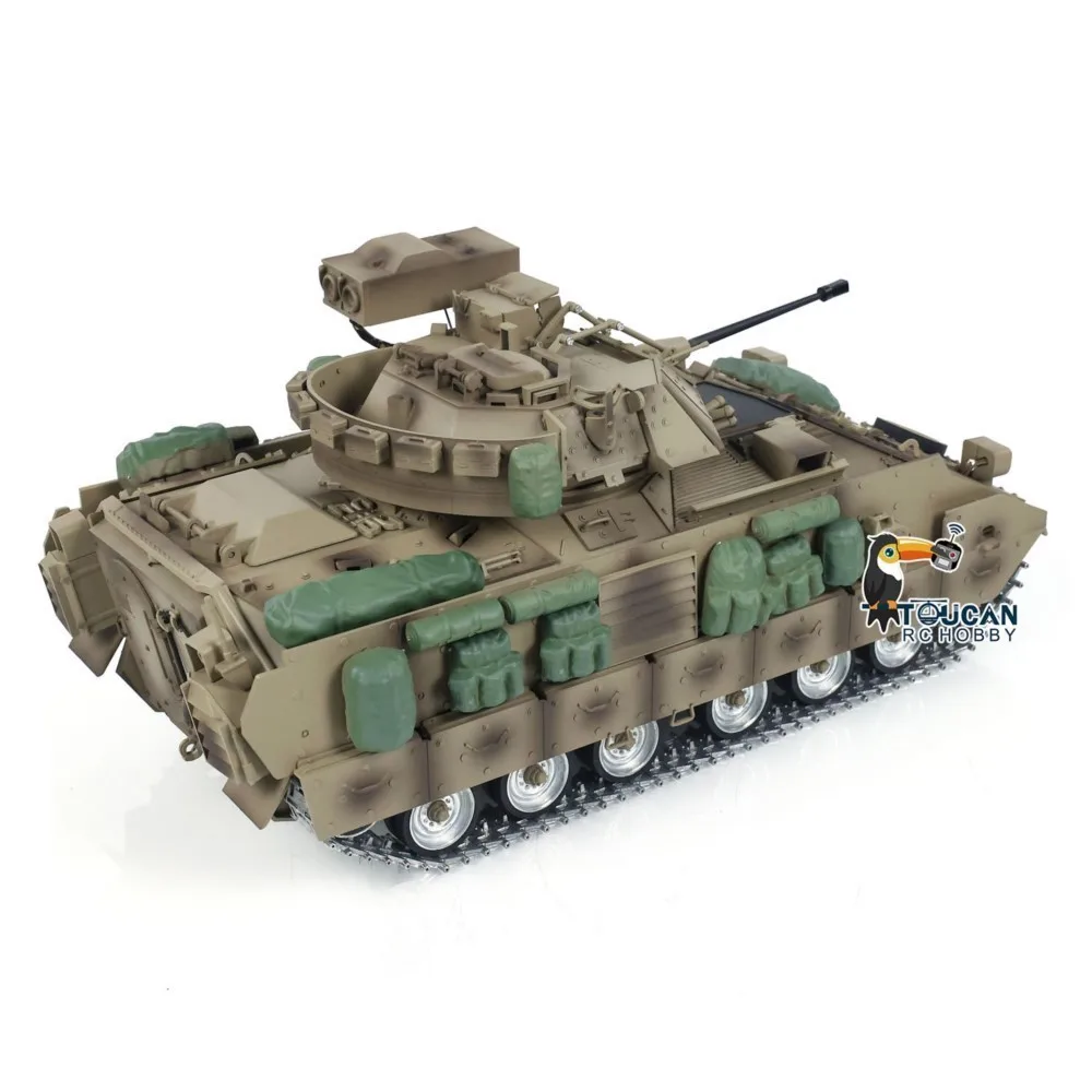 Фото RTR Tongde масштаб 1/16 RC военный танк M2A2 Bradley модель радиоуправляемого танка металлические гусеницы колеса инфракрасный ствол отдача курение №5