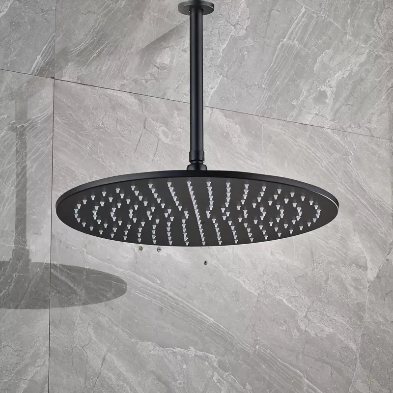 

16 inch Large Rain Shower Head Ceiling Mounted Brass Shower Head with Shower Arm Black Round Shower Head Faucet Accessory