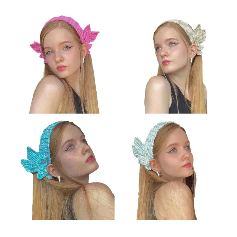 

Girls Bandannas Hairband Elegant Knitting LittlwSwan Headpiece Head Ornament