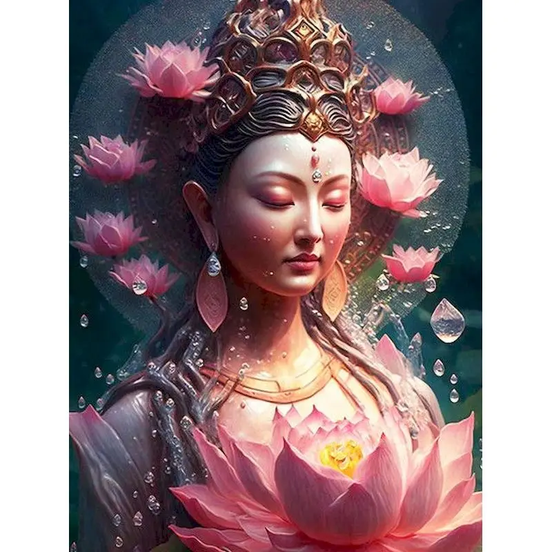 

GATYZTORY DIY Frame Paint By Numbers Kits Acrylic On Canvas Lotus Buddha 60x75cm Oil Painting By Numbers Portrait Home Decor