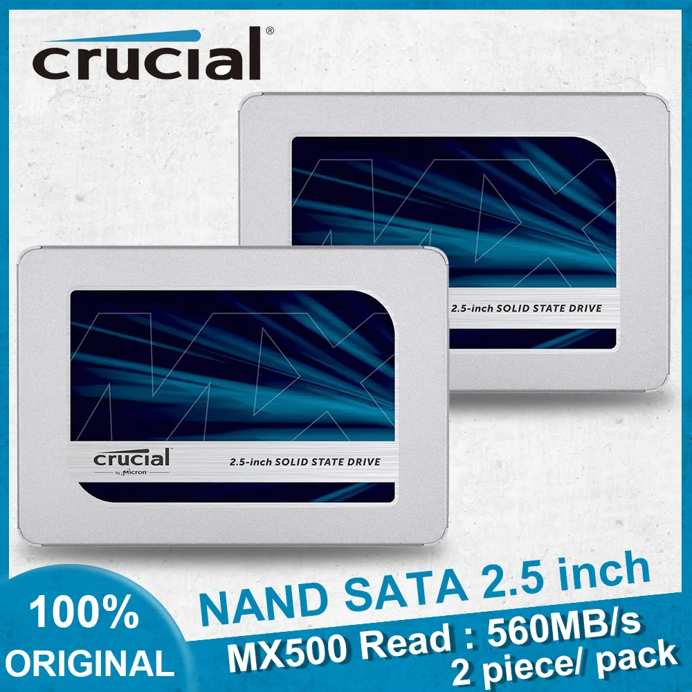 

2piece/lot Crucial MX500 Internal SSD 3D NAND SATA 2.5'' Internal Solid State Drive Hard Disk For Desktop PC Laptop Original