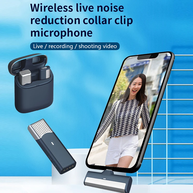 

Беспроводной петличный микрофон, зарядный чехол, портативный микрофон для записи аудио и видео для iPhone, Android, ноутбука, камеры, игровой микро...