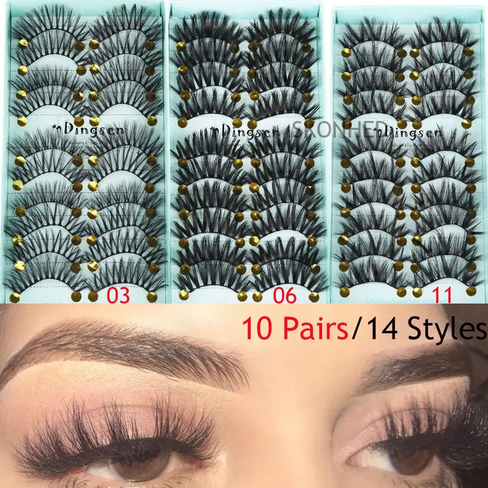 

10 Pairs Beauty Makeup Fluffy Natural Wispy Crisscross Long False Eyelashes Eye Lash Extension 3D Faux Mink Hair