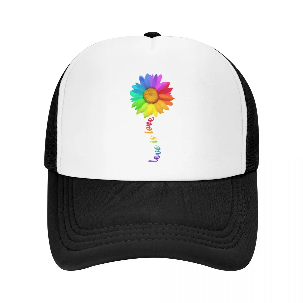 

Кепка-бейсболка в стиле панк с радужными подсолнухами