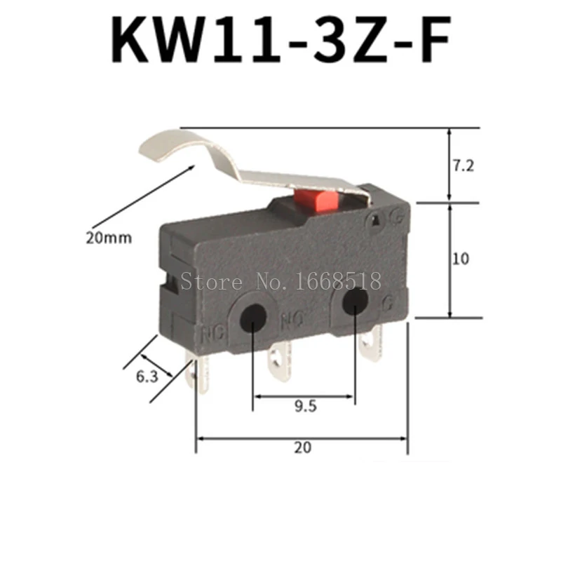 

10 шт. микропереключатель 2/3 контакта NO/NC мини-концевой выключатель 5A 250 В переменного тока KW11-3Z роликовый дуговой рычаг мгновенного действия нажимные микропереключатели
