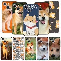 japanese dog shiba inu luxury phone case for iphone 13 mini 12 11 pro max xr x se xs 7 8 plus silicone black cover shell funda