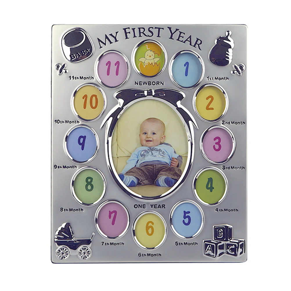 

Desk Picture Frames Table Top Display Stand Baby Full Moon Photo Frame Newborn Boy Infant Picture Creative Metal Zinc Alloy