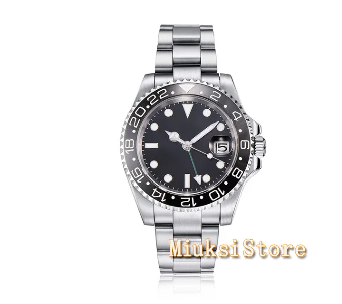 Мужские автоматические механические часы Parnis 40 мм роскошный бренд GMT сапфировый