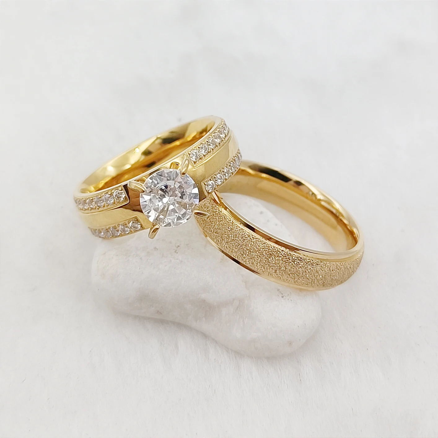 

Дизайнерское свадебное кольцо для свадебных пар, женское кольцо с бриллиантами, покрытое 24-каратным золотом