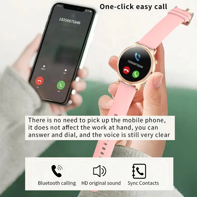 Smart Watch T18 Fashion Girl Women Sports Fitness Tracker Bracelet BT Call Heart Rate Monitoring Lady Female Smartwatch