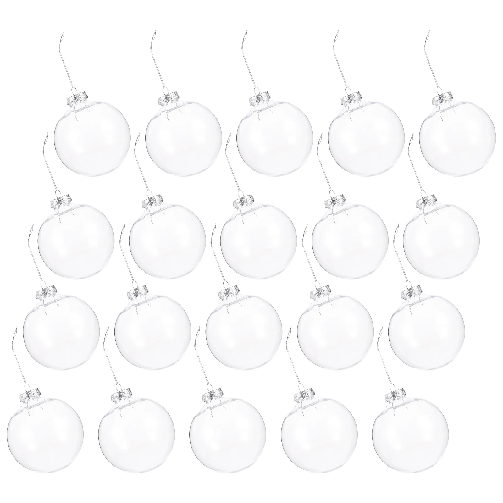 

20pcs Christmas Ornaments Clear Fillable DIY Craft Ornament Xmas Tree Decoration Transparent Shatterproof Hanging Baubles 8CM