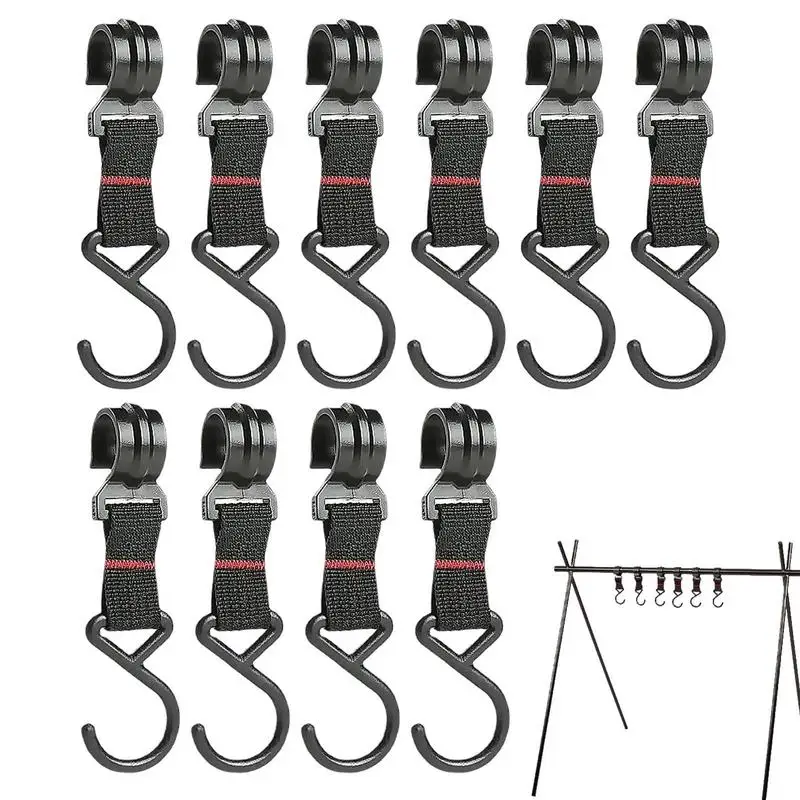 

Outdoor Camping Moveable Hook Hanging Storage Rack Shelf S-Shaped Hanger Portable Detachable Kitchenware Pot Pan Rack Hanger