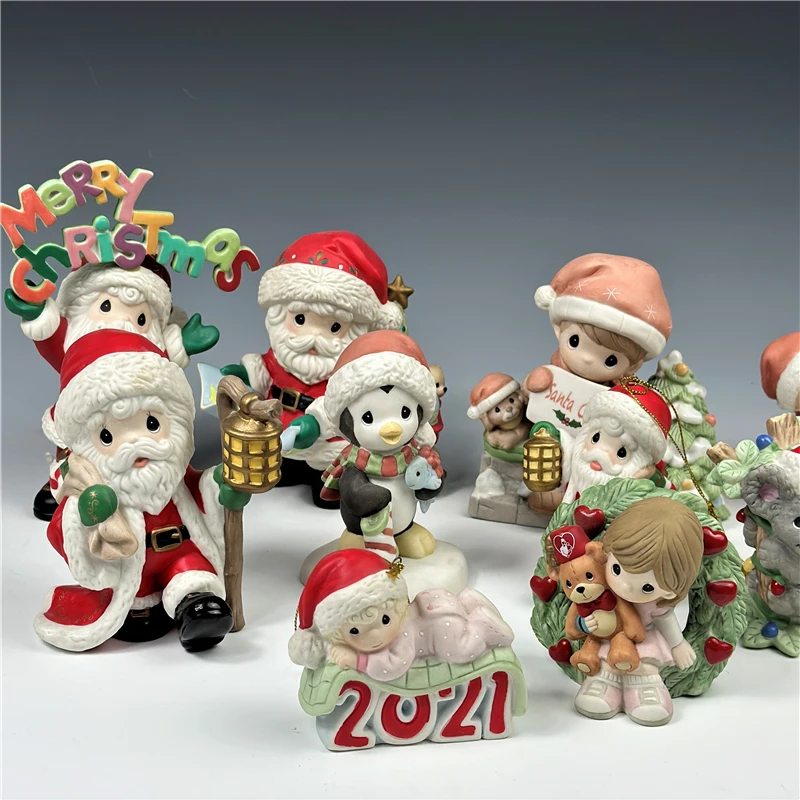 New Year Gifts Precious Moments Ceramic Santa Claus Cute Doll Figurines Home Ornaments Christmas Decorations Ceramic Crafts